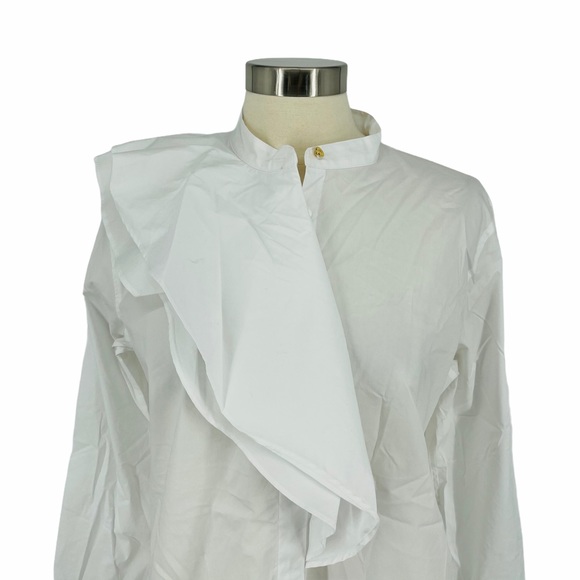NWOT Lauren Ralph Lauren Ruffle Blouse White K68 - Picture 3 of 8